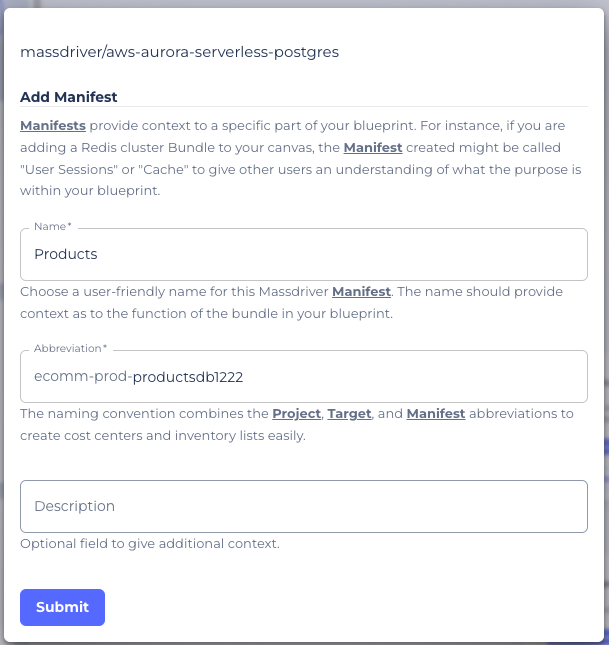 Add new RDS Manifest